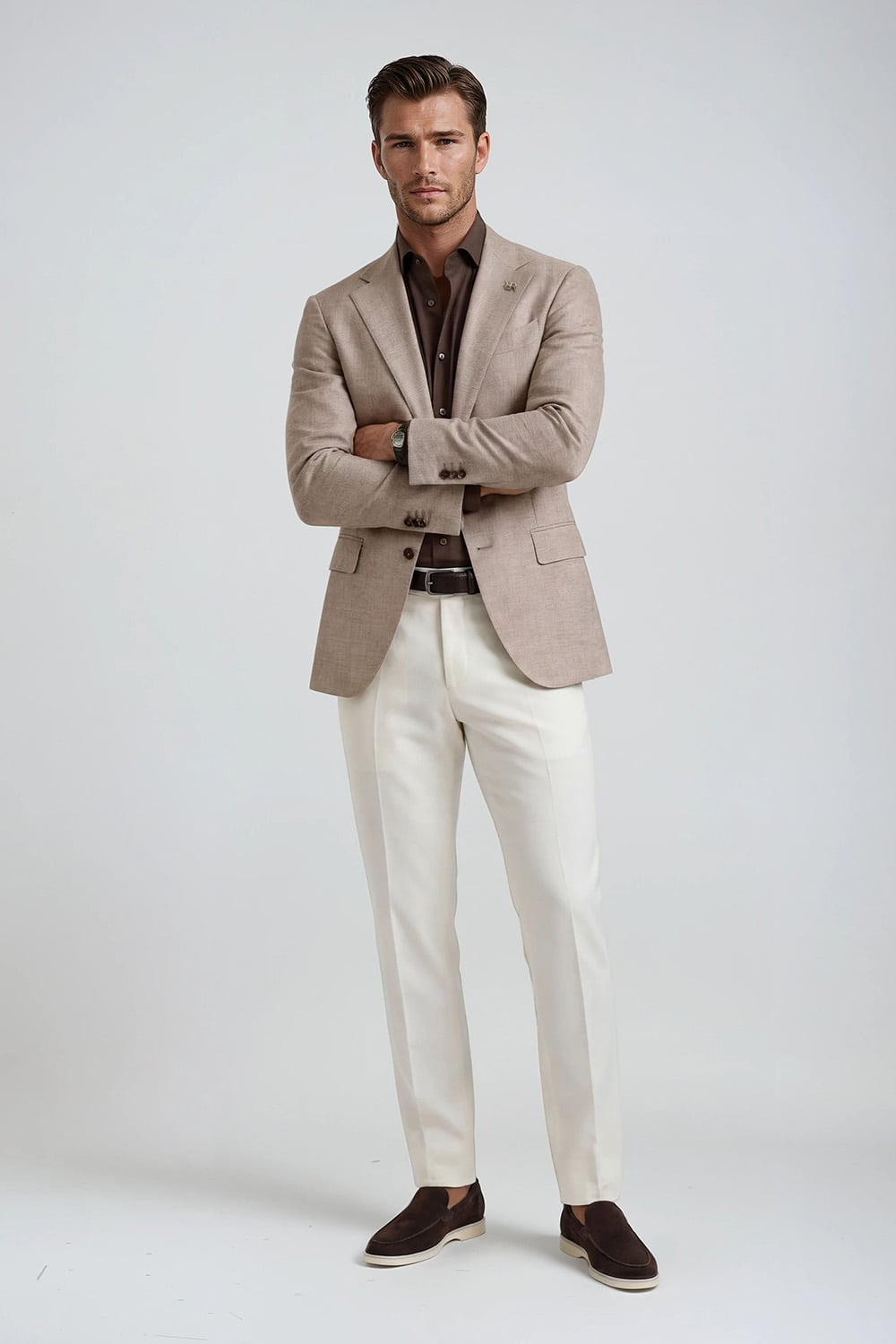 Een klant van Rietbergh in een beige casual chic combinatie